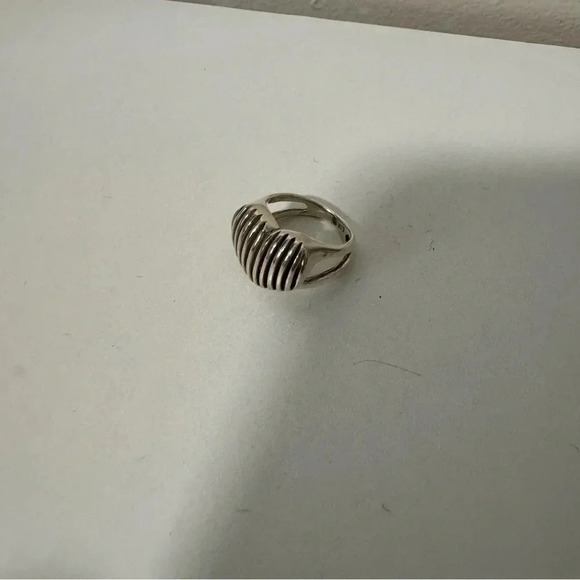 Large sterling silver chunky estate dome ribbed modernist ring 7 - Picture 6 of 7